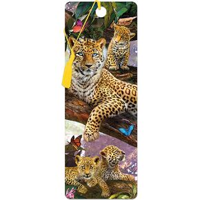 Bookmark - Treetop Leopards from Deluxebase. A Leopard Book Marker with lenticular 3D Artwork Licensed from Renowned Artist Jan Patrik KRA