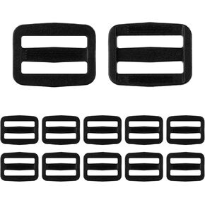 12 Pcs Tri Glide Slider 1 inch Plastic Tri-Glide Slides Buckles Kit Heavy Duty Plastic Tri-ring Buckle Adjustable Webbing Strap Triglides Slider Button for Belt Backpack and Bags