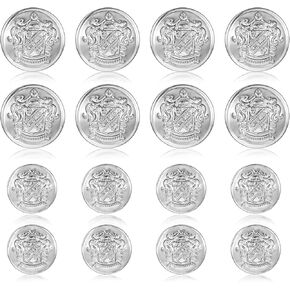 16 Pcs Silver Buttons for Blazers Women Men Metal Brass Buttons Vintage Antique Light Silver Buttons Sewing Buttons for Blazer Suits Coat Uniform Shirt and Jacket (18mm 25mm)