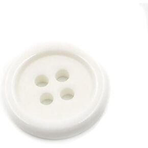 50PCS 1.18" Diameter Large Size Thick Round Smooth Resin 4 Hole Button for DIY Craft Sewing Embellishment Accessory (White)