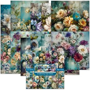 Vintage Scrapbook Paper Pad 6"*6"-Two of 12 Colors Frame Material Paper,Single-Sided Scrapbook CardStock Paper Pad for Holiday Cardmaking DIY Origami Decorative Craft Paper. (R2434, 6inch)