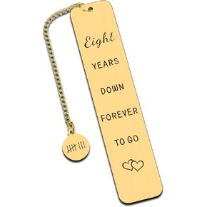 Perleddom Bronze 8th Anniversary Bookmark - 'Eight Years Down, Forever to Go' - 1 Piece