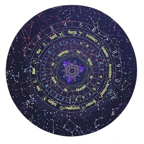 Tookie Divination Mat, Lightweight Round Shape Pendulum Board, 8.66inch Starry Sky Letter Rubber Astrology Pendulum Mat for Party Board Game Divination Set