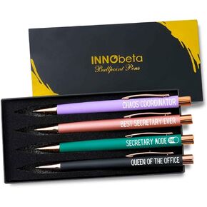 Secretary Gifts for Women, Secretaries' Day, Administrative Professional Day Gifts for Appreciation, Christmasn Birthday, Ballpoint Pen Set of 4, Funny Inspirational Pen, Office Tools for Secretary