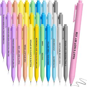 Crtiin 30 Pcs Ballpoint Funny Pens Black Ink Cute Pen Colorful Retractable Complaining Negative Quote for Coworkers Friends Office Supplies Gift, 0.5 mm