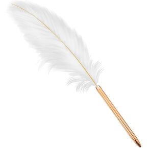 White Feather Ballpoint Pen Black Inks Pen Wedding Signing Pen Refillable Ballpoint Pen for School Writing,Signatures