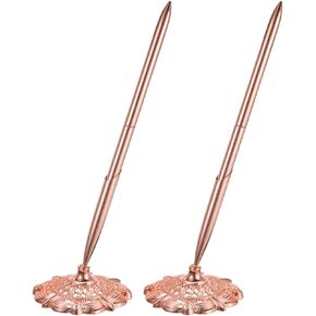 PATIKIL 2 Set Wedding Pen with Pen Holder, Guest Book Pen with Holder, Silver Tone