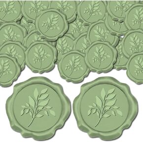 Craspire 50pcs ملصقات Seal Seal شمع الأوراق ملصقات الديكور الأخضر ملصقات لاصق مغلف ملصقات الختم لدعوة الزفاف ديكور عيد ميلاد الحرف الحرفية قصاصات DIY