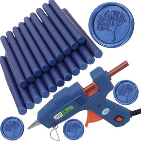 طقم بندقية ختم الشمع عصي الشمع 20p مع غراء بندقية ， مجموعة ختم الشمع ، Atopbb Ocean Blue 20pcs عصي الشمع