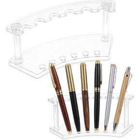2 PCS PLAST PEN PEN STAND STAND PEN STAND ، 6 فتحات القلم مكياج فرشاة رف منظم الحواجب قلم حامل رف عرض صافٍ للمكتب المدرسي العروض الحرفية