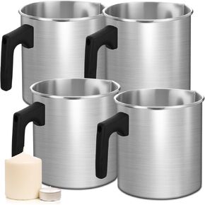 Ziliny 4 Pcs Candle Making Pouring Pot Wax Pouring Pitcher with Dripless Spout and Heat Resisting Handle Aluminum Wax Melter for DIY Candle Making Kits(1.8 L)