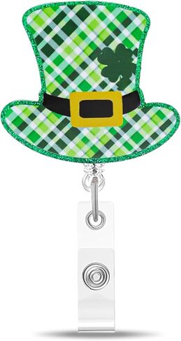 St.Patrick’s Day Lucky Clover Badge Holder,Green Glitter Badge Reel with Star Design Cute Badge Reel with Alligator Clip St.Patrick’s Day ID Name Tag Badge Holder for Nurse Teacher Office Staff in Kuwait