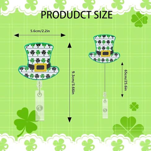 St.Patrick’s Day Lucky Clover Badge Holder,Green Glitter Badge Reel with Star Design Cute Badge Reel with Alligator Clip St.Patrick’s Day ID Name Tag Badge Holder for Nurse Teacher Office Staff in Saudi Arabia