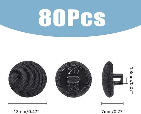 SUPERFINDINGS 80Pcs Black Satin Cloth Buttons Mushroom Fabric Covered Buttons with Plastic Shank 12mm/0.5inch Round Buttons with 1 Hole for Wedding Dress Suits DIY Sewing in Saudi Arabia