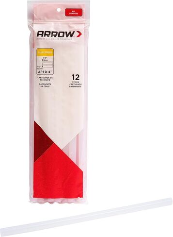 Arrow AP10-4 All Purpose Full Size Glue Sticks for Hot Glue Guns, Use for High Temp and Low Temp Crafting, Hobbies, and General Repair Projects, 10-Inch by 1/2-Inch, Clear, 12-Pack in Saudi Arabia