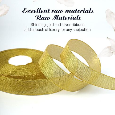الشريط الفضي اللامع المعدني 1/4inch 50 ياردات تول شريط لشرائط النسيج التغليف الأزهار ، الحرف ، الحرف ، حفل زفاف العيد حفلات زخرفة ديي الحرف اليدوية باقة رقيقة سباركلي in Saudi Arabia