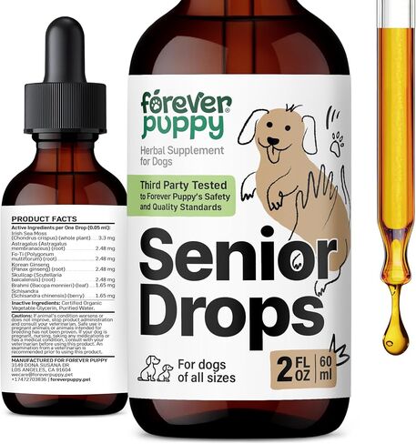 Senior Dogs Drops - Immune & Brain Support Complex for Elderly Dogs of All Breeds & Sizes - Vitamins and Supplements for Older Pets - Food Supplements - 2 oz in Saudi Arabia