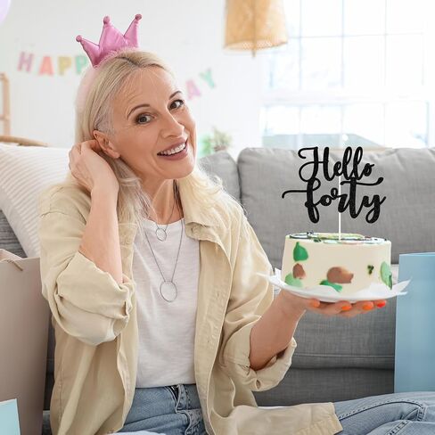 Hello Forty Cake Topper, Hello 40, Death to My 30s, 40 is Fine When You Look 29, Happy 40th Birthday Party Decorations in Saudi Arabia