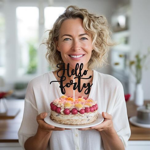 Hello Forty Cake Topper, Hello 40, Death to My 30s, 40 is Fine When You Look 29, Happy 40th Birthday Party Decorations in Saudi Arabia