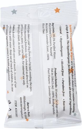 Aurora Pet Wipes – 100% Natural, Plant-Based Hypoallergenic Grooming Wipes for Dogs & Cats (60-Count Travel Pack) in Saudi Arabia