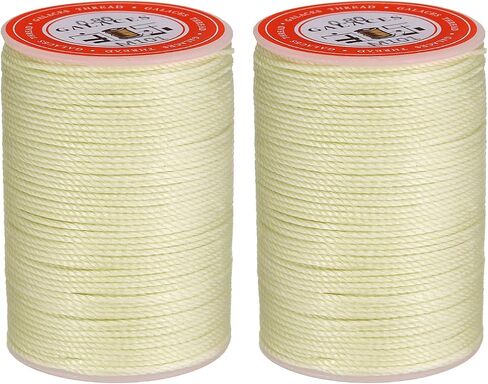 uxcell Round Leather Sewing Waxed Thread, 55m / 60 Yards Polyester Wax String, 0.80mm Wax Stitching Cord for Leather Crafts, Bookbinding, Bracelets Braided, White, 2pcs in Saudi Arabia