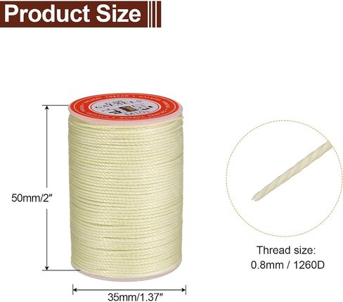 uxcell Round Leather Sewing Waxed Thread, 55m / 60 Yards Polyester Wax String, 0.80mm Wax Stitching Cord for Leather Crafts, Bookbinding, Bracelets Braided, White, 2pcs in Saudi Arabia
