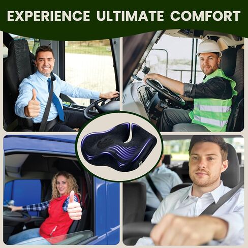 Pressure Relief Seat Cushion for Tailbone Pain – X Large Office Chair Cushion for Butt, Back Pain, Coccyx & Sciatica Pain Relief Pillow. Memory Foam Seat Cushions for Office Chairs. Extra Cover(Black) in Kuwait