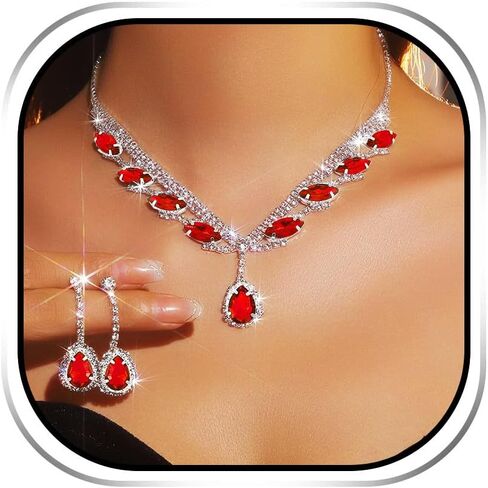 EARENT Rhinestone Bridal Wedding Jewelry Sets Black Crystal Sparkly Bride Necklace Earrings Set Prom Costume Necklaces for Women in Saudi Arabia