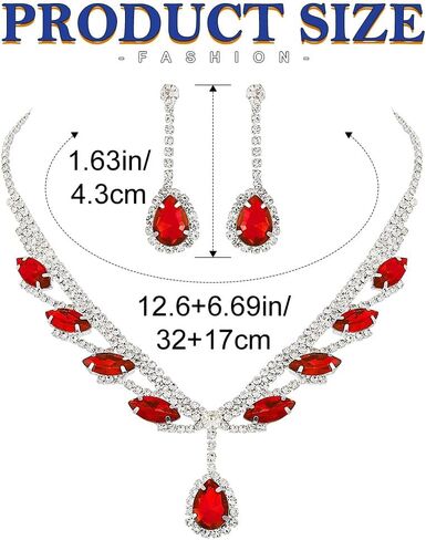 EARENT Rhinestone Bridal Wedding Jewelry Sets Black Crystal Sparkly Bride Necklace Earrings Set Prom Costume Necklaces for Women in Saudi Arabia