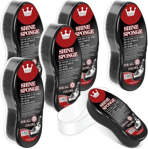 Loopeer 6 Pcs Neutral Shoe Shine Sponge 0.2 oz Instant Shoe Polish Leather Care for Shoes Boot Bags Jacket, Briefcase and More in Kuwait