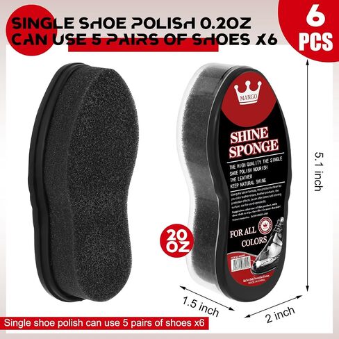 Loopeer 6 Pcs Neutral Shoe Shine Sponge 0.2 oz Instant Shoe Polish Leather Care for Shoes Boot Bags Jacket, Briefcase and More in Kuwait