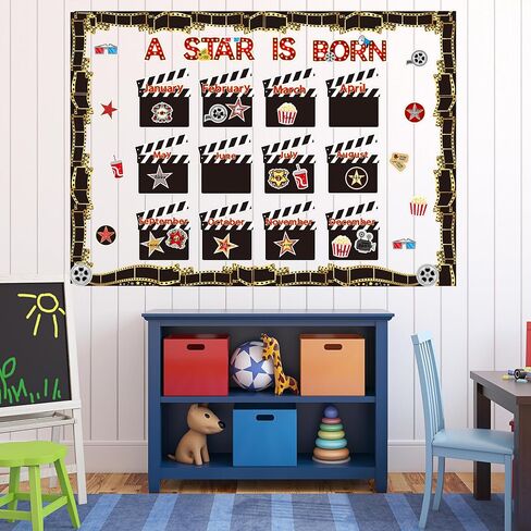 BeYumi Birthday Bulletin Board Decorations - 75Pcs Jungle Animal Bulletin Board Set Forest Happy Birthday Border Trim Decor Months Palm Tree Leaf Cutouts Birthday Calendar School Classroom Chalkboard in Kuwait