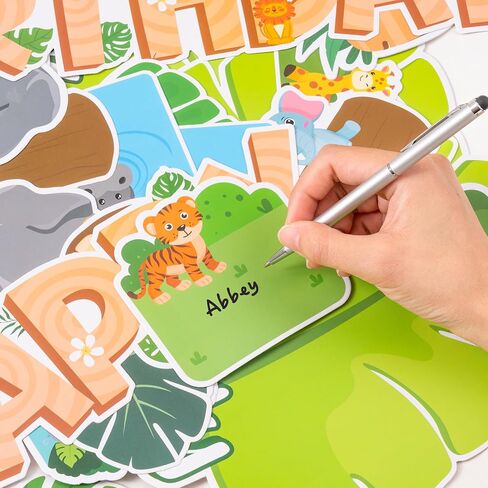 BeYumi Birthday Bulletin Board Decorations - 75Pcs Jungle Animal Bulletin Board Set Forest Happy Birthday Border Trim Decor Months Palm Tree Leaf Cutouts Birthday Calendar School Classroom Chalkboard in Kuwait
