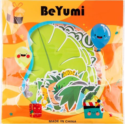BeYumi Birthday Bulletin Board Decorations - 75Pcs Jungle Animal Bulletin Board Set Forest Happy Birthday Border Trim Decor Months Palm Tree Leaf Cutouts Birthday Calendar School Classroom Chalkboard in Kuwait