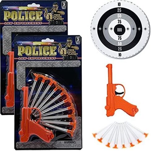 The Dreidel Company Detective Set, 10 Suction Cup Bullets with A Plastic Pistol, 11 Piece Set (Single Set) - Orange in Saudi Arabia