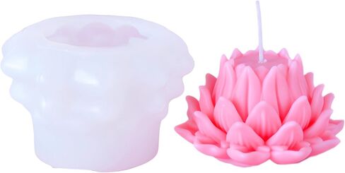 Lotus Flower Candle Mold Alphabet Water Lily Silicone Mold for Soap Soy Wax Epoxy Resin DIY Handcraft Party Dinner Ornaments Wedding Valentine's Day Decoration (A) in Saudi Arabia