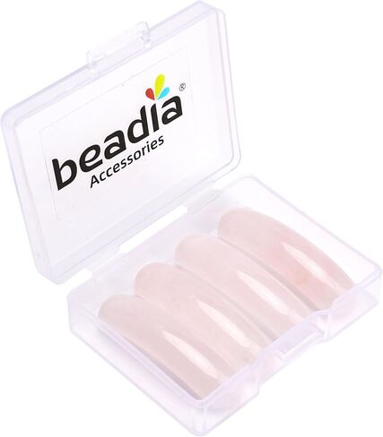 Curved Rose Quartz Stone Beads 36x10mm 4pcs for DIY Bracelet Jewelry Making in Kuwait