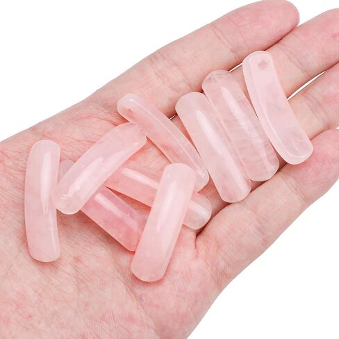 Curved Rose Quartz Stone Beads 36x10mm 4pcs for DIY Bracelet Jewelry Making in Kuwait