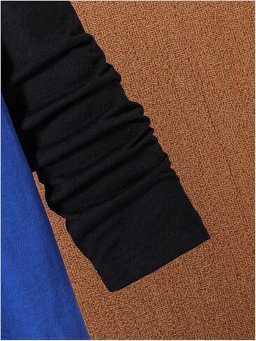 Boy's Color Block Long Sleeve T Shirt Crew Neck Casual Fall Tee Tops Pullovers in Saudi Arabia
