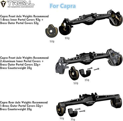 تغطي بوابة النحاس النحاسية الأوزان لـ CAPRA UTB/SCX10 III (الأسود الموازن الخارجي) in Kuwait