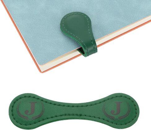 uxcell Personalized Magnetic Leather Bookmark, 26 Letters Bookmark Customized Initial Bookmarks Vintage Magnetic Book Marks Text Book Marker Clip for Book Lovers Teacher (Light Green/J) in Saudi Arabia