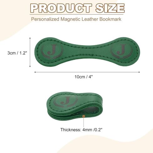 uxcell Personalized Magnetic Leather Bookmark, 26 Letters Bookmark Customized Initial Bookmarks Vintage Magnetic Book Marks Text Book Marker Clip for Book Lovers Teacher (Light Green/J) in Saudi Arabia