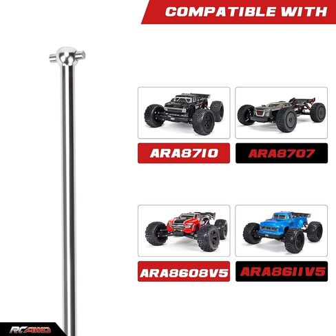 RCAWD Dogbone 91mm & Wheel Axle Rear for ARRMA 6S 1/7 Infraction Felony & Limitless Roller, 1/8 Typhon 6S &Roller Upgrades Parts, Drive Shaft Hop Ups for#ARAC4031,#AR310456, #ARAC9411#AR310431 Silver in Saudi Arabia