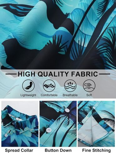 YKR Mens Hawaiian Shirts Short Sleeve Button Down Bowling Shirts Retro Summer Tropical Beach Casual Dress Shirt for Men in Saudi Arabia
