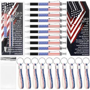 60 Pcs Veterans Day Souvenirs Gifts Bulk 20 American Flag Ballpoint Pens 20 Silicone Keychains and 20 USA Patriotic Bookmarks Patriot Day Gift for Veterans Citizen Family Church Party Favors