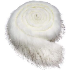 Furryvalley Faux Fur Trim Raccon Fox Fur Ribbon Craft Furry Stripe for Slippers Slides Fringe 2 Yards (White)