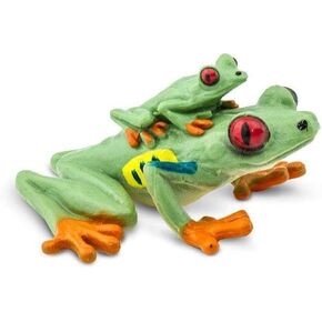 Safari Ltd. Red-Eyed Tree Frog with Baby - Hand-Painted, Lifelike 2.75" Model Figure - Fun Educational Toy for Boys, Girls & Kids Ages 3+