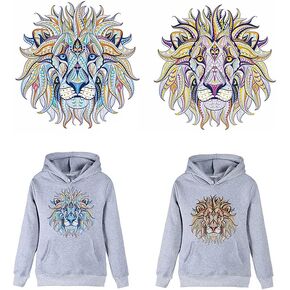 Acxico 2Pcs DIY Lion Iron-ON Heat Transfer Clothes Patches Stickers Applique Decor