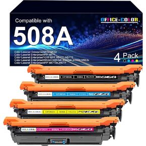 4 Pack Replacement for HP 508A Toner Cartridges Works with HP Color Laserjet Enterprise M553,M552,Color Laserjet Enterprise MFP M577 Series Ink (Black,Cyan,Magenta,Yellow)