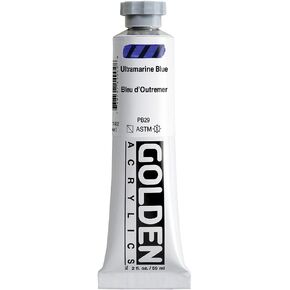 Heavy Body Acrylics by GOLDEN, Ultramarine Blue, 2 fl. oz. Tube, Professional Acrylic Paint, Semi-Transparent